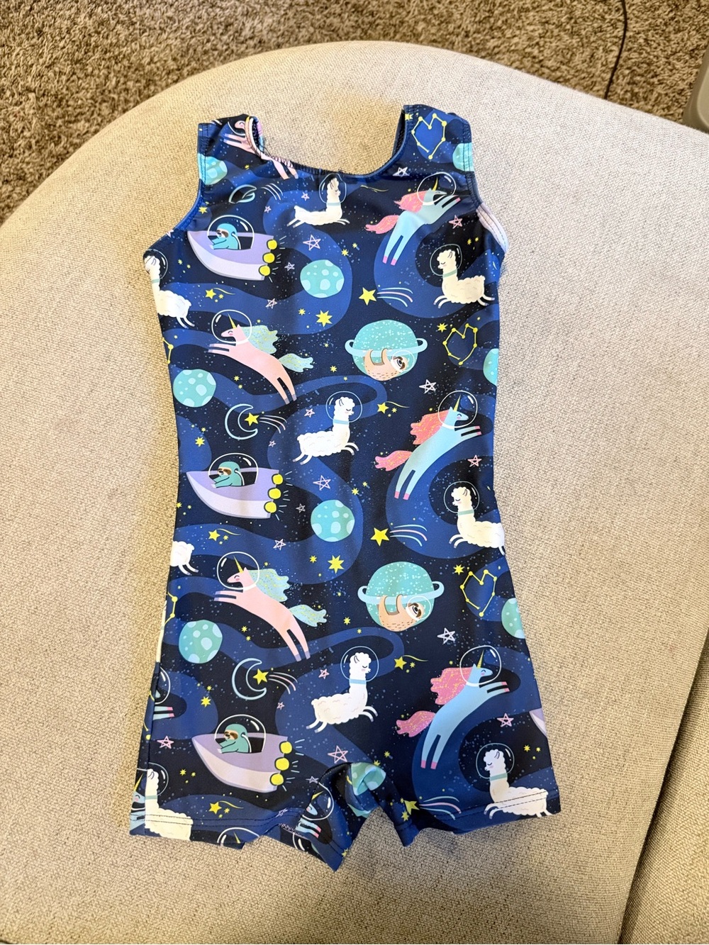 Destira Girls Navy Space Llama Leotard (Child X-Small)